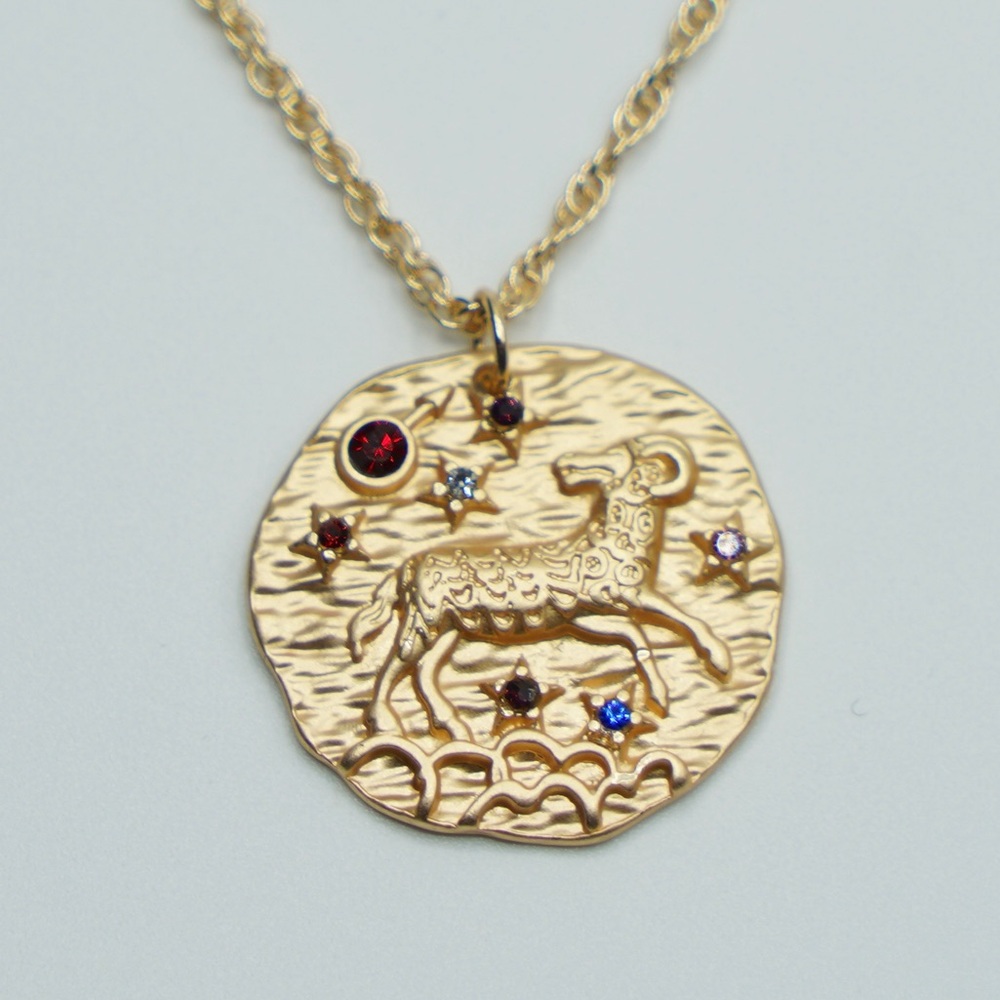 Zodiac ARIES coin necklace horoscope astrology